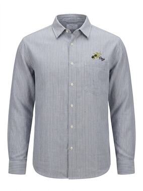 NWT Percival Bari Pearce Linen Blend Blue Button-Up Shirt Men Size L